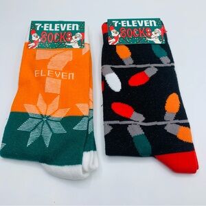 7-Eleven Christmas Socks 2 Pair Brand New
